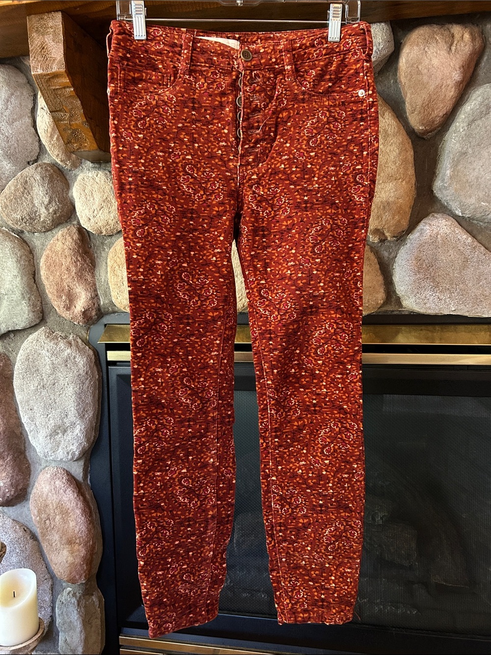 Anthropologie Pilcro Women’s Rust Patterned Skinny High Rise Jeans, Size 28 / 6